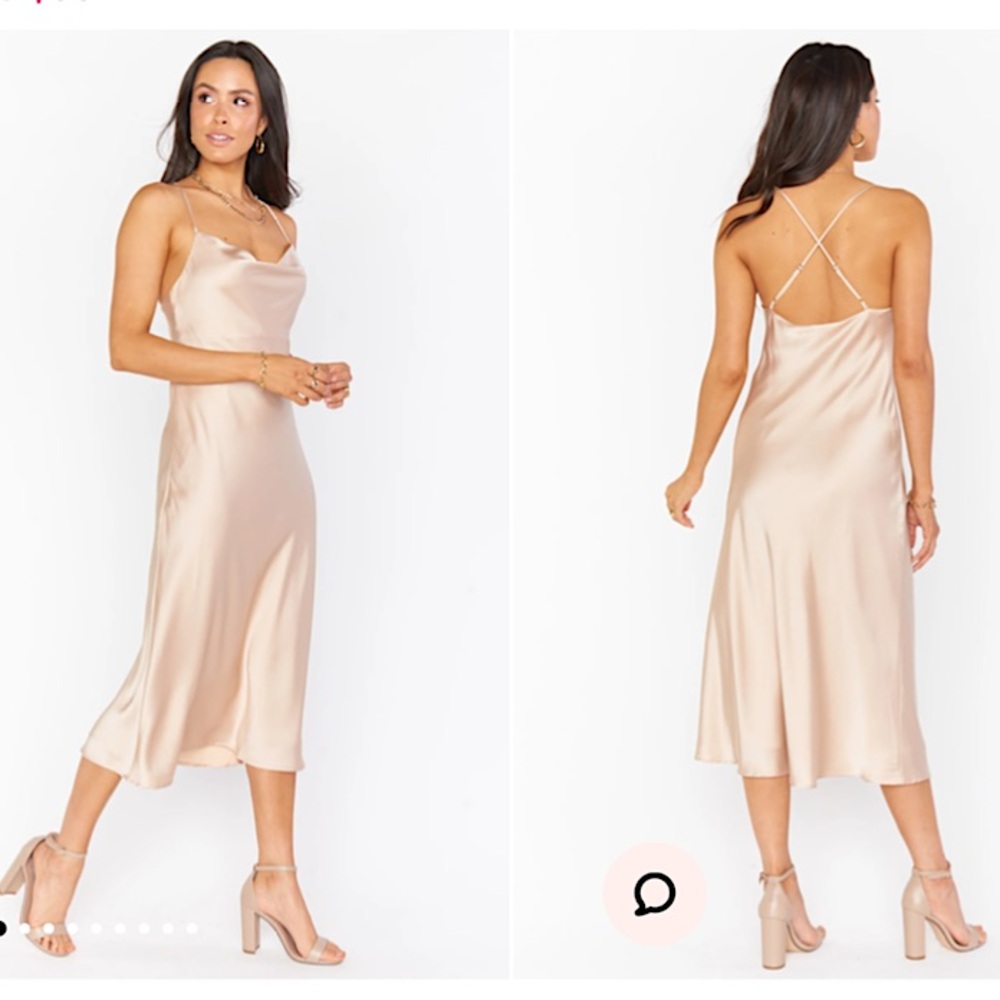 Verona Cowl Dress ~ Champagne Luxe Satin - Medium